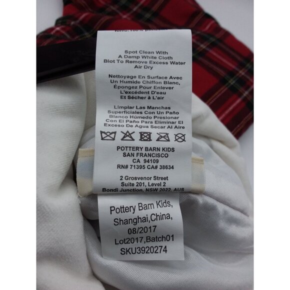 Pottery Barn Kids Colby Tartan Plaid Christmas Stocking Holiday Quilted 20 inch - Picture 6 of 10